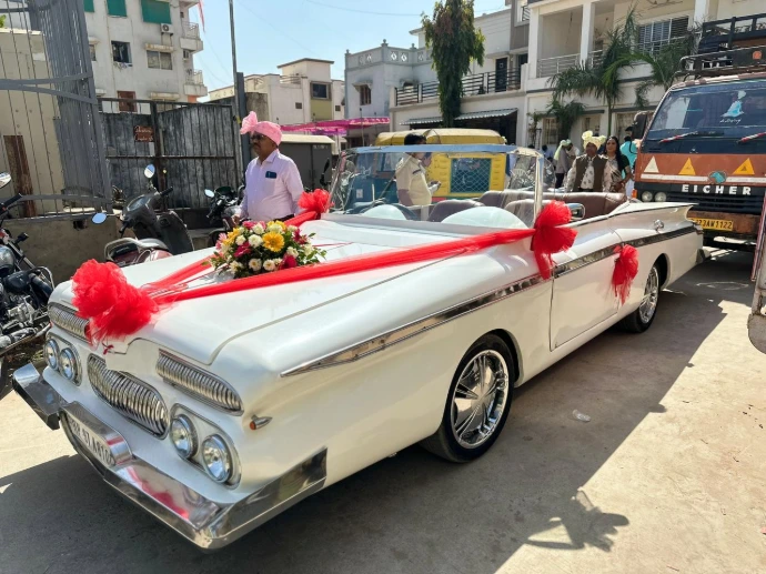 Vintage car for wedding baraat entry in Ahmedabad by Event 1O1