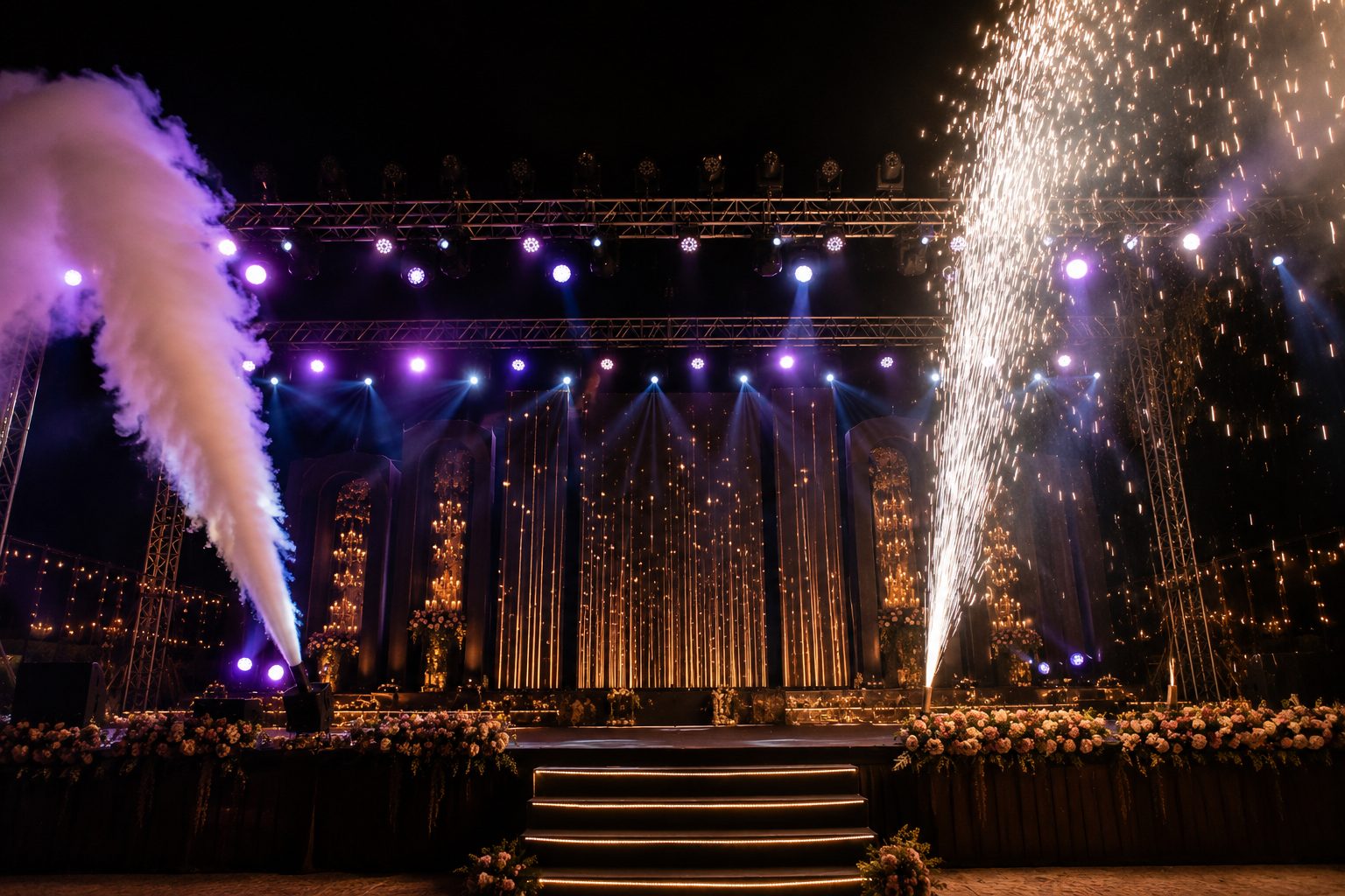DJ CO2 cold pyro SFX effects at Ahmedabad wedding by Event 1O1