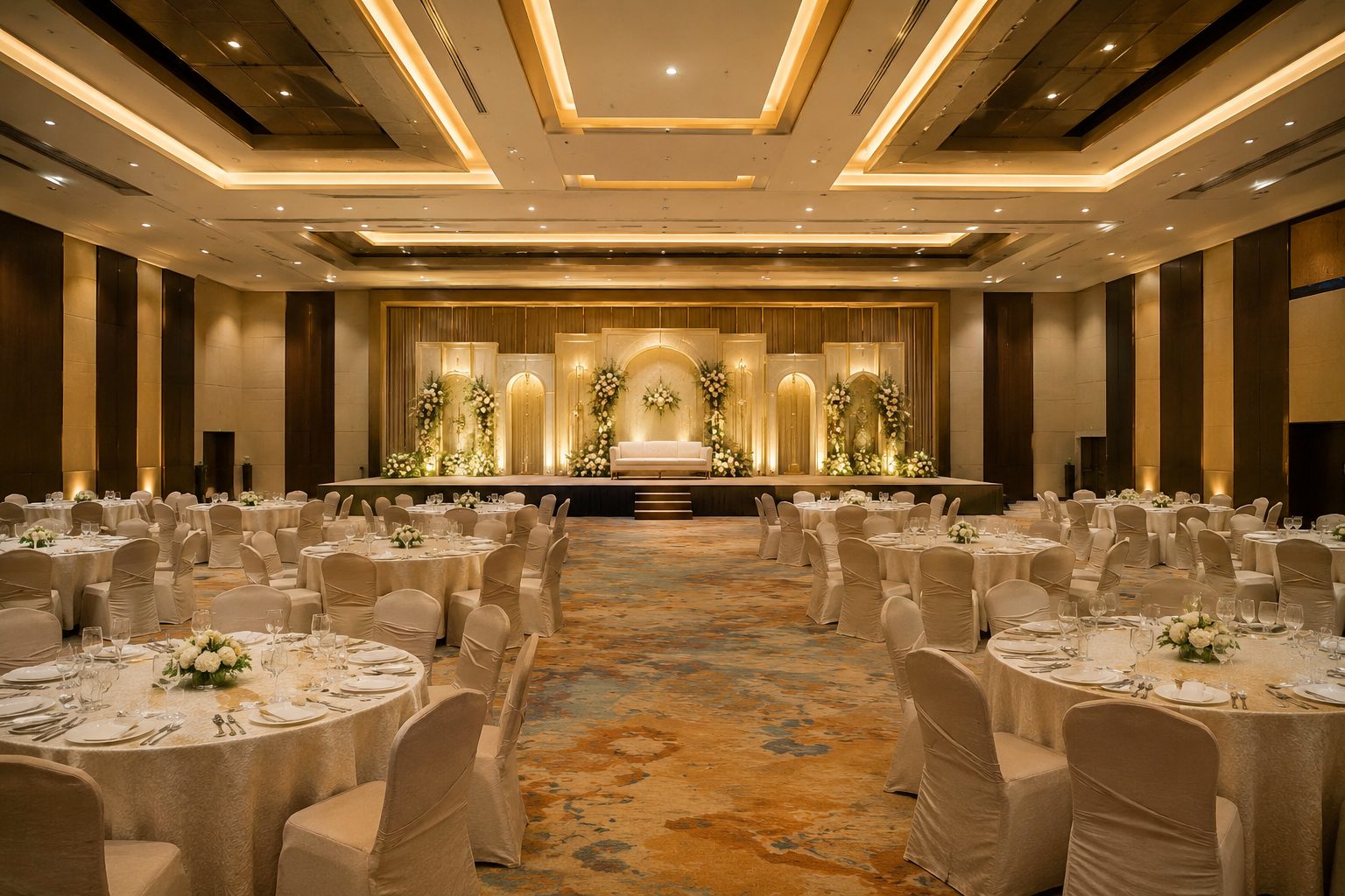 Wedding banquet hall setup and decoration in Ahmedabad