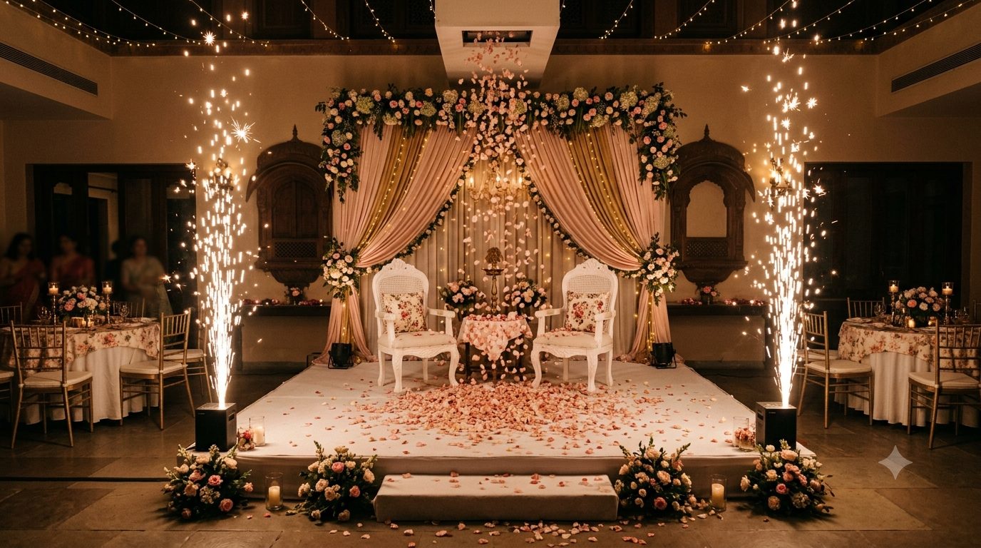 Sparkular and flower shower SFX for ring ceremony in Ahmedabad